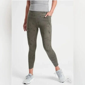 Athleta‎ Velocity Stash Pocket Marble Gray Printed 7/8 Tight Size XS